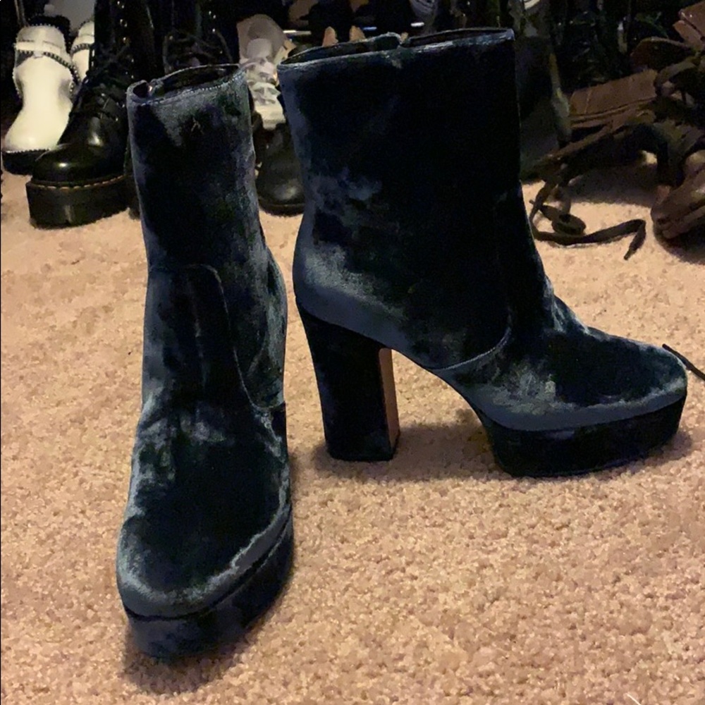 Brand new never worn Blue velvet booties